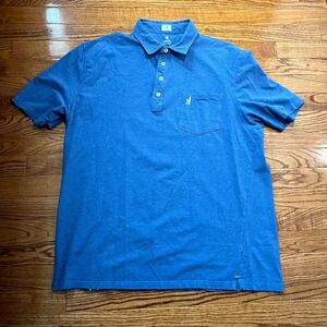 Johnnie-O Hangin Out Polo Shirt Mens XL Blue Surf Golf Pocket S/S Cotton Tops